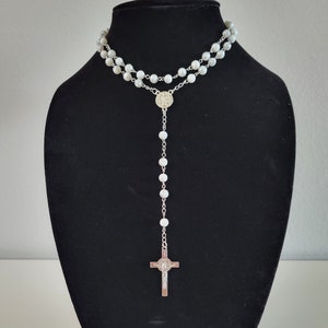 Gray Rosary - St. Benedict Medal - Splatter Paint Edition
