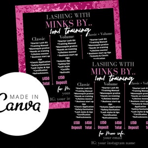 Canva Editable Lash Class Flyer | 1on1 flyer