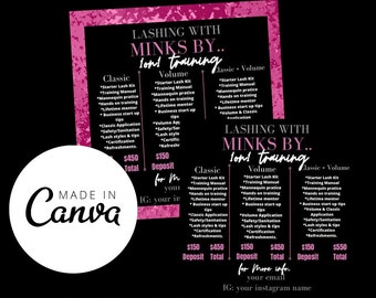 Canva Editable Lash Class Flyer | 1on1 flyer