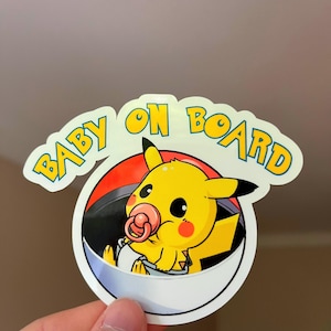 Pegatina de bebé a bordo, pegatinas bonitas para fans de Poke, pegatinas de vinilo impermeables, pegatinas para parachoques para mamá, idea de regalo para el Día de la Madre
