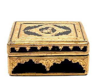 Vintage Burmese Lacquerware Box, Black & Gold Gilt with Chinthe Lion C. 1950's