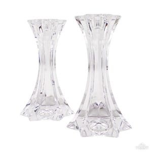 Vintage Mikasa Firestar Lead Crystal Candlesticks Pair Star Shaped Taper Candle Holders Austrian Crystal Decor