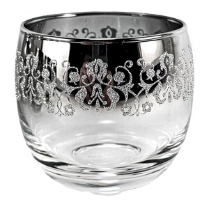7er Set Vintage 1960s Vitreon Queen Silber Fade Lusterware Roly Poly Gläser Mid Century Modern