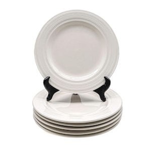 Set of 6 Thomson Pottery Sphere White Salad Plates 8.25" Ribbed Stoneware
