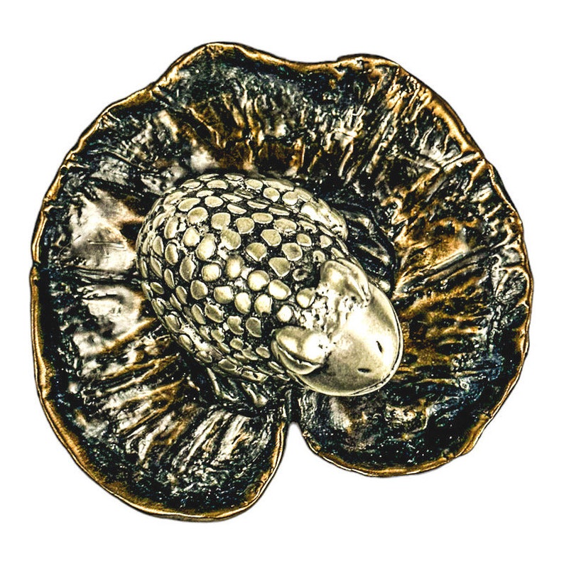 Vintage Joseph Addotta Frog on Lily Pad Mixed Metal Bronze & Pewter