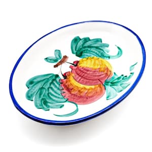 Vietri Italy Buon Giorno Apples Large Oval Serving Platter, Hand-Painted Italian Ceramic Fruit Dish