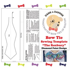 Diamond Point Bow Tie Sewing Template + Instructional Guide (Digital PDFs) Template for &#39;The Roxbury&#39; Diamond Point Bow Tie Design