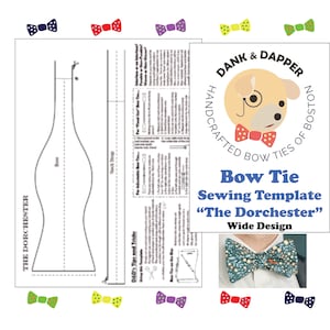 Modello per cucire un papillon largo + guida didattica (PDF digitali) Modello per il design del papillon largo "The Dorchester"