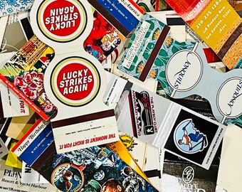 Vintage Matchbook Covers **Flat, WITHOUT Matches** Matchbook COVERS ONLY for Collectors, Art & Shadowbox Projects!!!