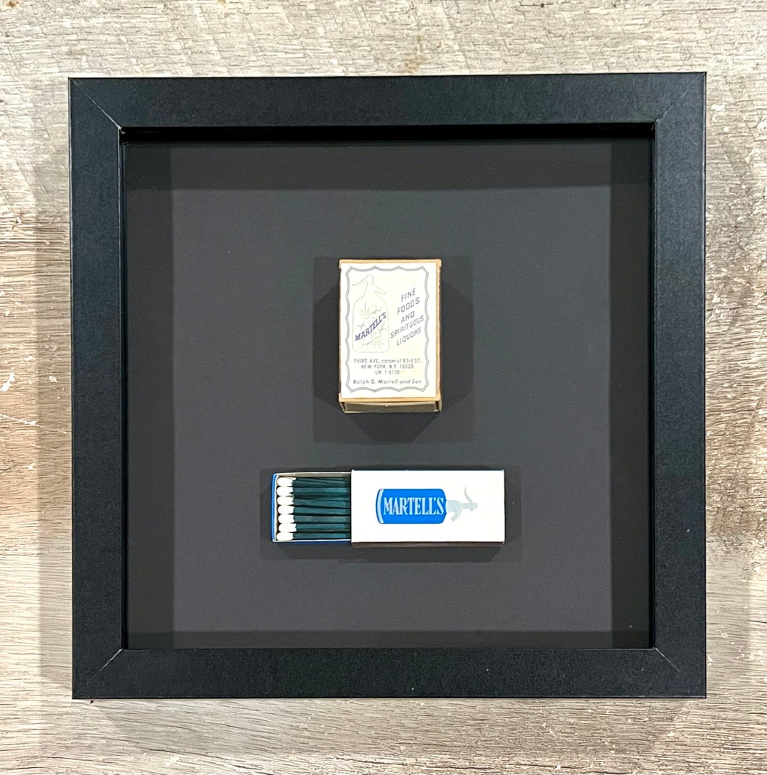 NYC Martell's Matchbox Shadowbox new York City Black 8x8 Glass