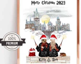 Custom Gifts for Women Personalized Wizard School Portrait Gift For Family/Friends Custom Wizard Couple Print Gift For Women