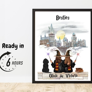 Custom Best Friend Always Personalised Wizard Print Gift wizard Portrait Harry Style Anniversary gifts for couples with pet wizard Digital