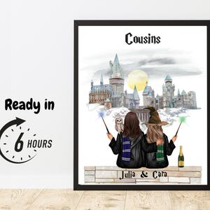 Best Friend Always Gifts for Women Custom Wizard Print Gift Harry Fans Portrait Personalised Friends Birthday with Pet Harry Style Digital