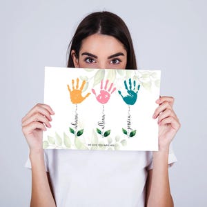 Mother&#39;s Day Handprint Print, Personalised Mum Gift, DIY Mum&#39;s Birthday, Nanny Craft Gift, Baby Keepsake Handprint, Kids Gift for Mommy