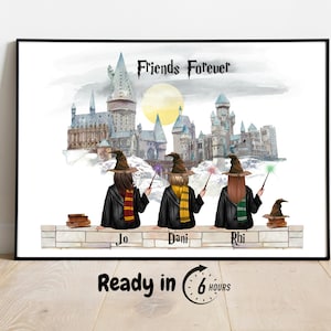 Custom Gifts for Women Personalized Wizard School Portrait Gift For Family/Friends Custom Wizard Couple Print Gift For Women