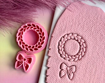 Wreath with bow | Christmas polymer clay cutters | polymer clay cutter | clay tools | polymer clay