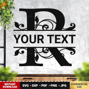 Monograma elegante de letra dividida R SVG, archivo de corte del alfabeto real, diseño elegante de una sola letra, diseño de monograma formal, Dxf, Png, Pdf, Jpg