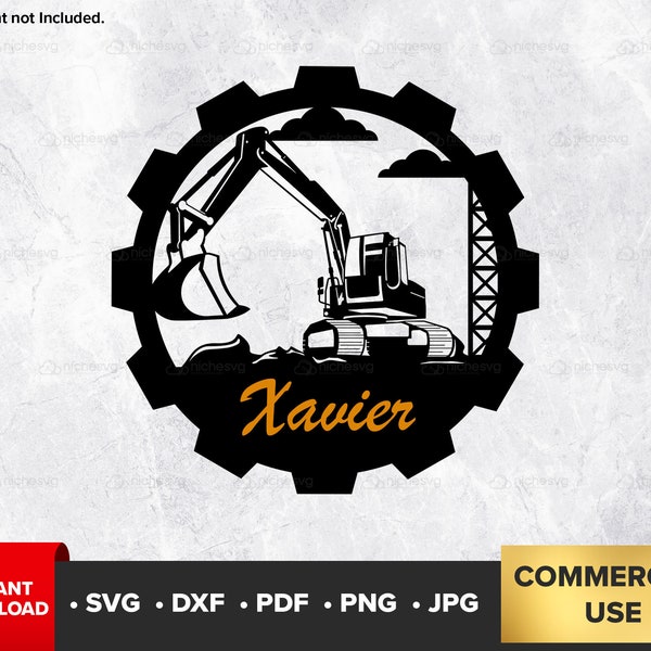 Excavator SVG, Heavy Machinery DXF, PNG Cut File, Cricut, Silhouette, Construction Svg, Heavy Equipment Svg, Excavator Clipart