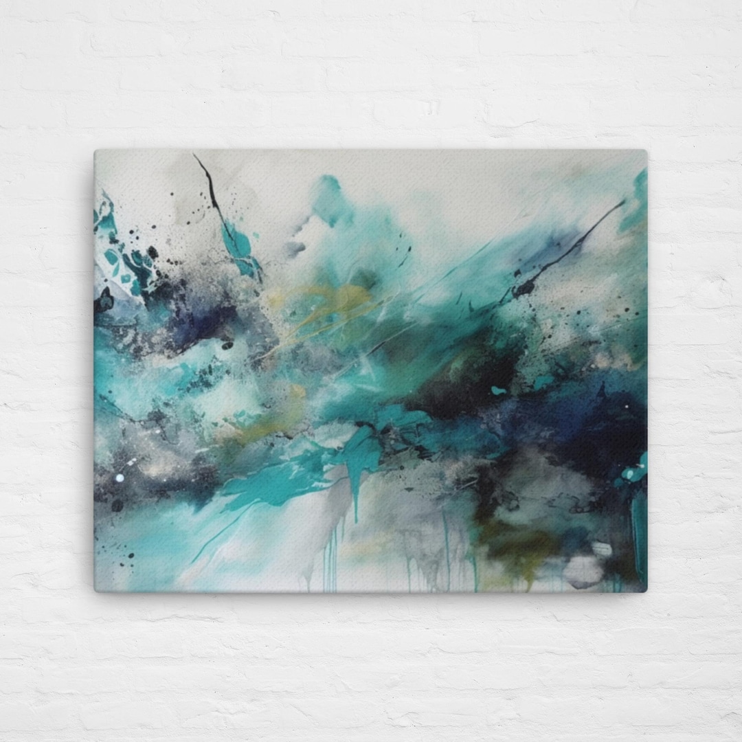 Aqua Abstract Art Aqua Abstract Painting Colourful Wall Art Canvas ...