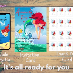 Little Mermaid Invitation, Ariel Invitation, Ariel Princess Birthday Invitation, Little Mermaid Birthday Invitation 0010