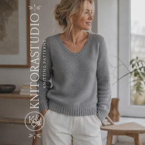 Scoop Neck Raglan Pullover Knitting Pattern PDF | Seamless Top Down Sweater | Instant Digital Download