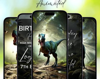 Dinosaurier-Geburtstagseinladung, T-Rex-Geburtstags-Einladung, T-Rex-Party, Dinosaurier-Geburtstag, EDITIERBAR, INSTANT-DOWNLOAD, Video 0130