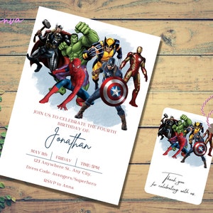 Avengers Einladung, Avengers Geburtstag Videoeinladung, Superhelden Einladung, Superheld Avengers Geburtstagseinladung Digital Invite 0008