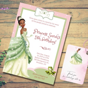 Tiana Invitation, Princess Tia Birthday Invite Editable Template, Princess & The Frog Video Invitation, Princess Tiana Party Printables 0040