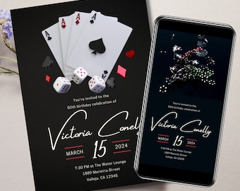 Poker-Geburtstagseinladung, Poker-Einladung, Poker-Partyeinladung, Poker-Einladung, bearbeitbare Partyeinladung, Erwachsene Geburtstagseinladung 0093