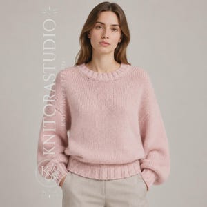 Oversized Sweater Knitting Pattern, Balloon Sleeve Drop Shoulder Pullover, Modern Chunky Knit PDF