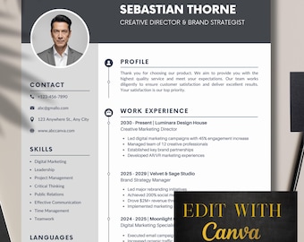 Professionelle Lebenslauf Bündel | Bearbeitbare Lebenslaufvorlagen | Anschreiben | Referenzen | Vorstellungsgespräch-Leitfaden | Digitaler Download