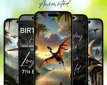 Dinosaurier-Geburtstagseinladung, Pteranodon-Geburtstags-Einladung, Pteranodon-Party, Dinosaurier-Geburtstag, EDITIERBAR, INSTANT-DOWNLOAD, Video 0132