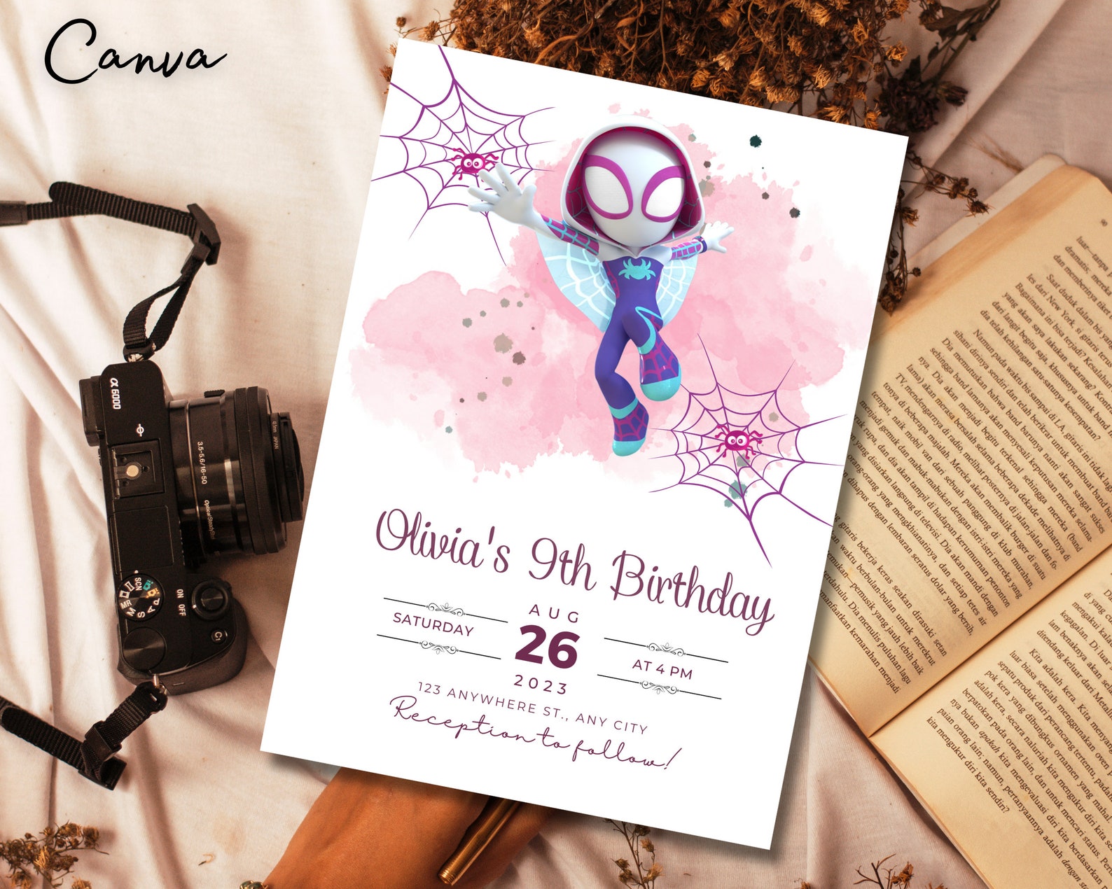 Ghost Spider Birthday Invitations
 Ghost Spider Birthday Invitation Spidey and His Amazing Etsy