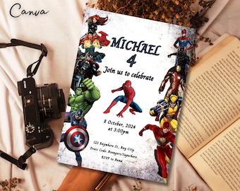 Avengers Einladung, Avengers Geburtstag Videoeinladung, Superhelden Einladung, Superheld Avengers Geburtstagseinladung Digital Invite 0049