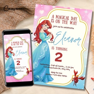 Little Mermaid Invitation, Ariel Invitation, Ariel Princess Birthday Invitation, Little Mermaid Birthday Invitation 00108
