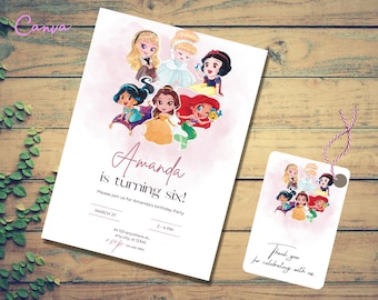 Prinzessin Geburtstagseinladung Mädchen Prinzessin Birthday Party Video Invite Princess Editierbare Vorlage Sofortiger digitaler Download Printable 0015