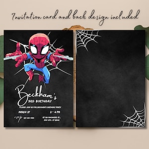 Spiderman Invitation Template | Editable Birthday Party Invitation | Digital Kids Party Invite Template | Kids Party Invite Spider-Man 0081