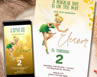 Tinkerbell editierbare Einladung, Feen-Geburtstagsparty Tinkerbell-Party, Tinkerbell-Video-Einladung 0112