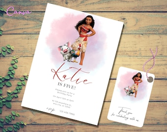 Moana Invitation | Kids Digital invitation | Moana Party Invite | Video Invite | Editable in Canva | Modern Birthday Template Printable 0020