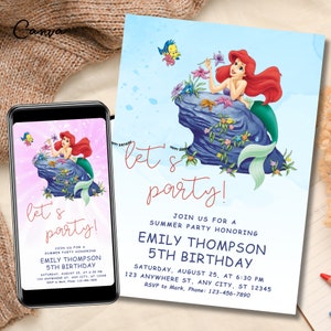 Little Mermaid Invitation, Ariel Invitation, Ariel Princess Birthday Invitation, Little Mermaid Birthday Invitation 00109