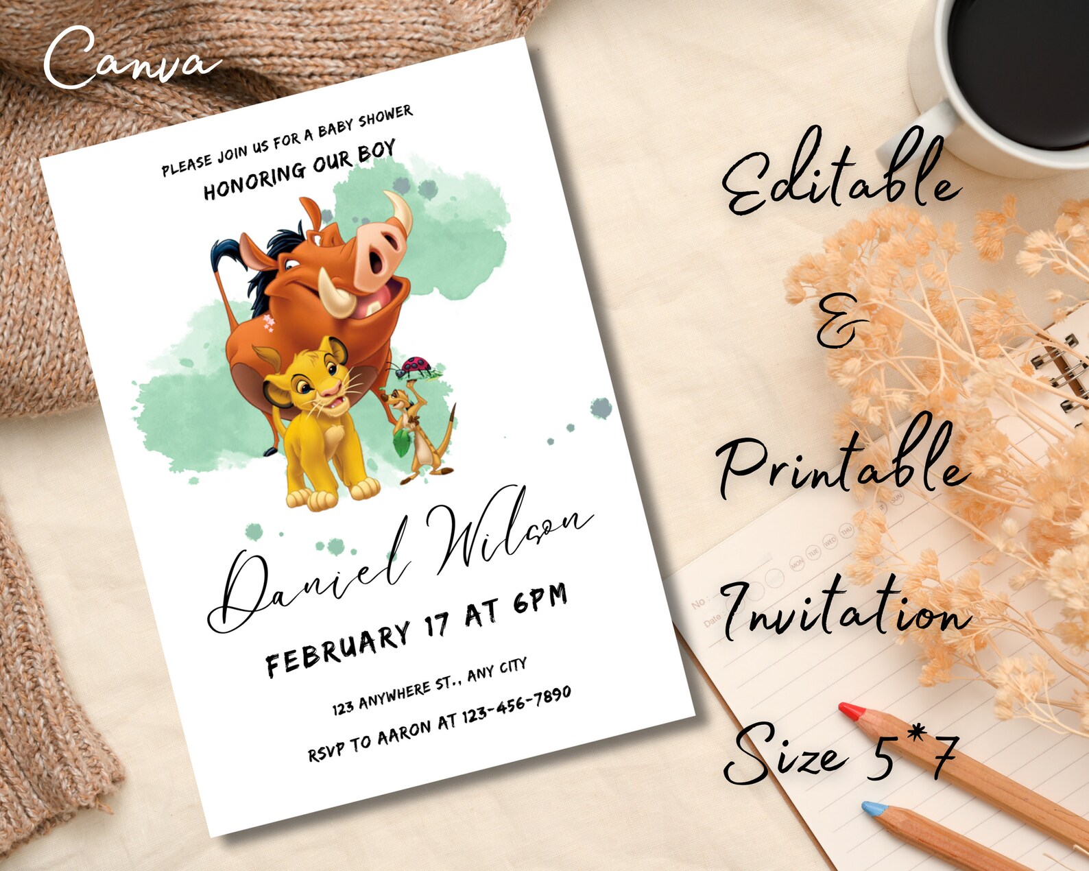 Lion King Invitation Lion King Birthday Invitation Lion King Party Lion ...