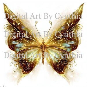 Gold Schmetterling Digital Download Fantasy Gold Schmetterling Download Natur Kunst Schmetterling Bild Karten Stationär Einladungen Kommerziell JPG PNG