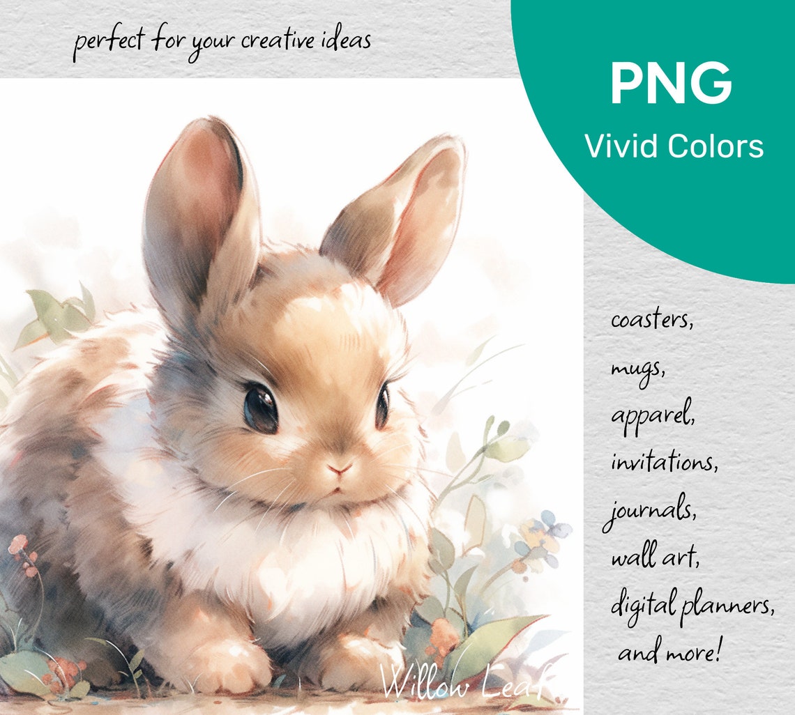 Cute Bunny Clipart 16 High Quality PNG Watercolor Clipart Digital ...
