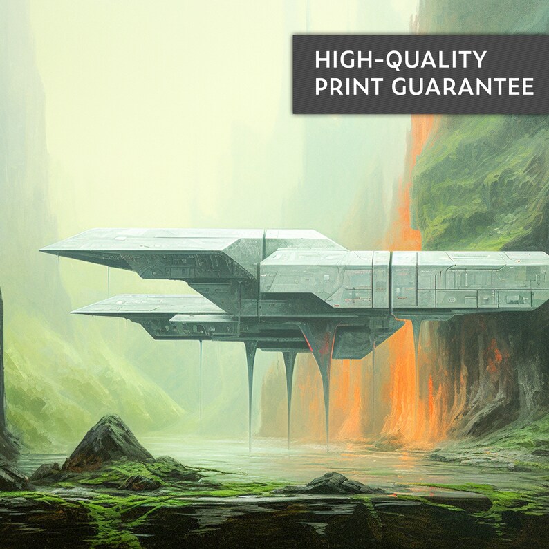 Minimalistic Sci-fi Landscape Wall Art, 70s Sci Fi Forest, Nostalgia