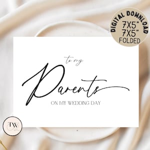 An meine Eltern an meinem Hochzeitstag Karte, Danksagung Hochzeit, für meine Mutter Vater Mama Karten, Instant Download, druckbare Geschenke, DIY Hochzeit