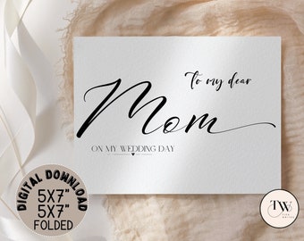 To My Mom On My Wedding Day Card, Wedding Thank you Card, For my Mother Mum Parents Cards, Instant Download, Printable Gifts, DIY Wedding