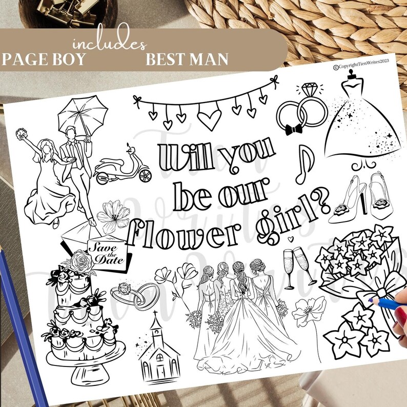 Will You Be Our Flower Girl | Digital Coloring Page, Printable Will You ...