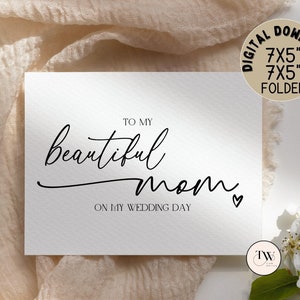 Aan mijn moeder op uw trouwdagkaart, bruiloft Bedankkaart, voor mijn moeder moeder ouders kaarten, Instant Download, afdrukbare geschenken, DIY bruiloft