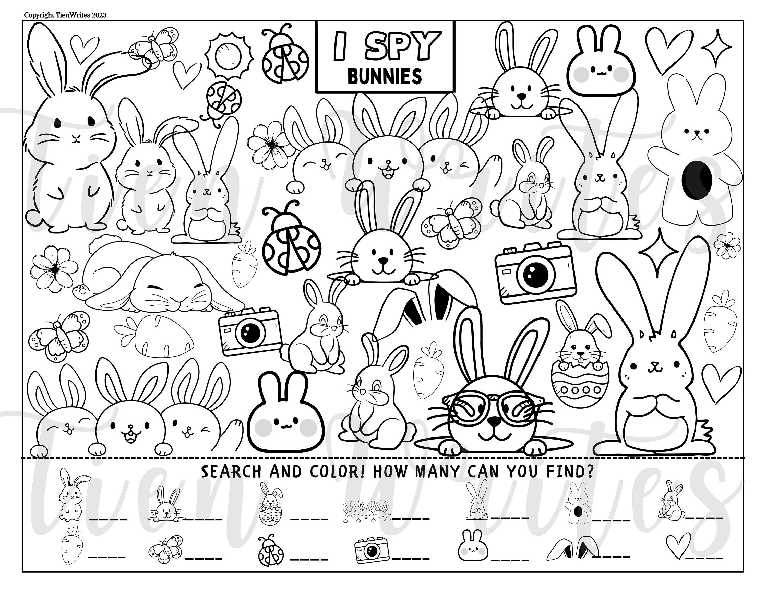 I Spy Bunnies Rabbits Printable | Spy Games for Kids, I Spy Game Bunny ...