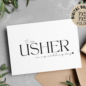 To My Usher On My Wedding Day, Hochzeit Dankeschön Karte, Willst du unser Trauzeuge, Trauzeuge, Leser sein, DIY moderne Hochzeit, druckbares Geschenk